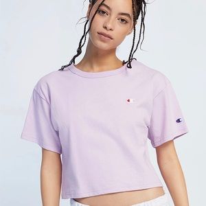 Champion Heritage Crop T shirt in the color Lavender. Size Small! From Pacsun.